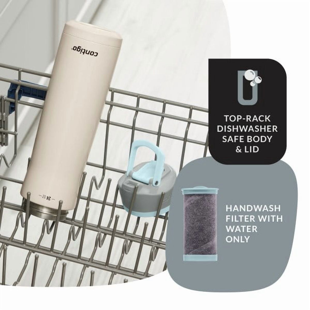 Contigo Clybourn Chill Stainless Steel FreeFlow Filter Water Bottle with AUTOSEAL, 24oz Salt Edition-ZT6U