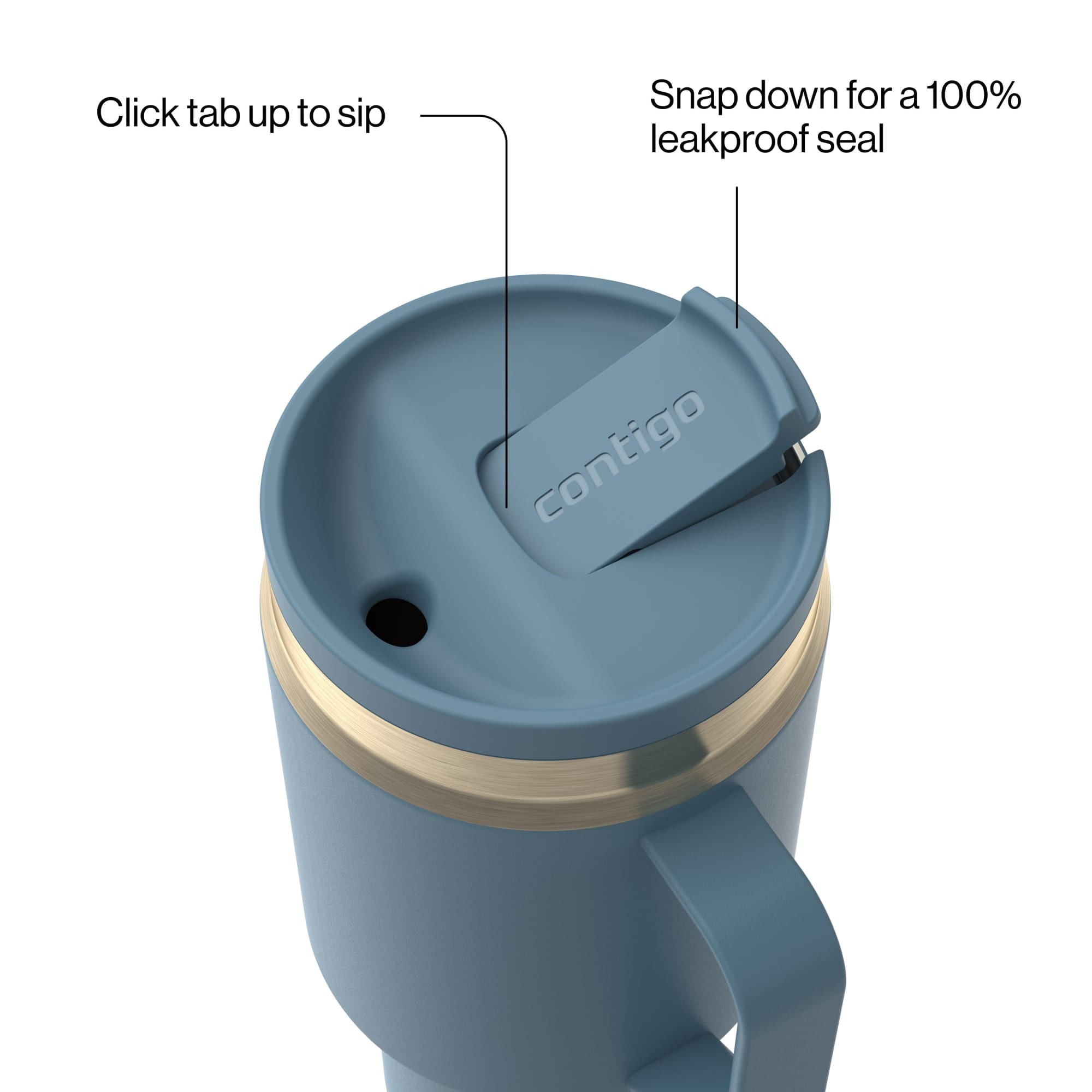 Contigo SnapSeal Leakproof Stainless Steel Reusable Water Bottle Tumbler with Side Handle, Black/Bronze, 30 oz Edition-YI8J