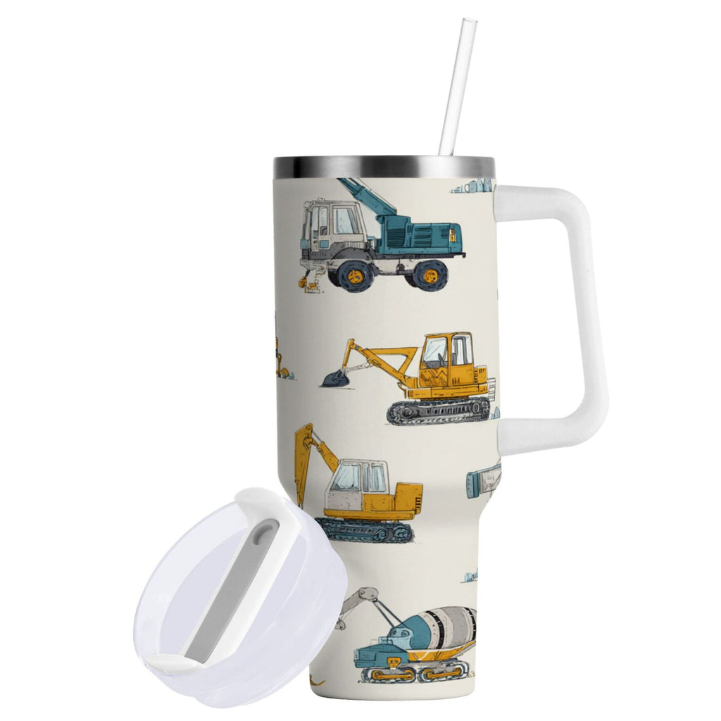30 oz Insulated Stainless Steel Tumbler Double Wall Stainless Steel Tumbler with 2-Way Drinking Engineering Vehicle Pattern Edition-3CG3