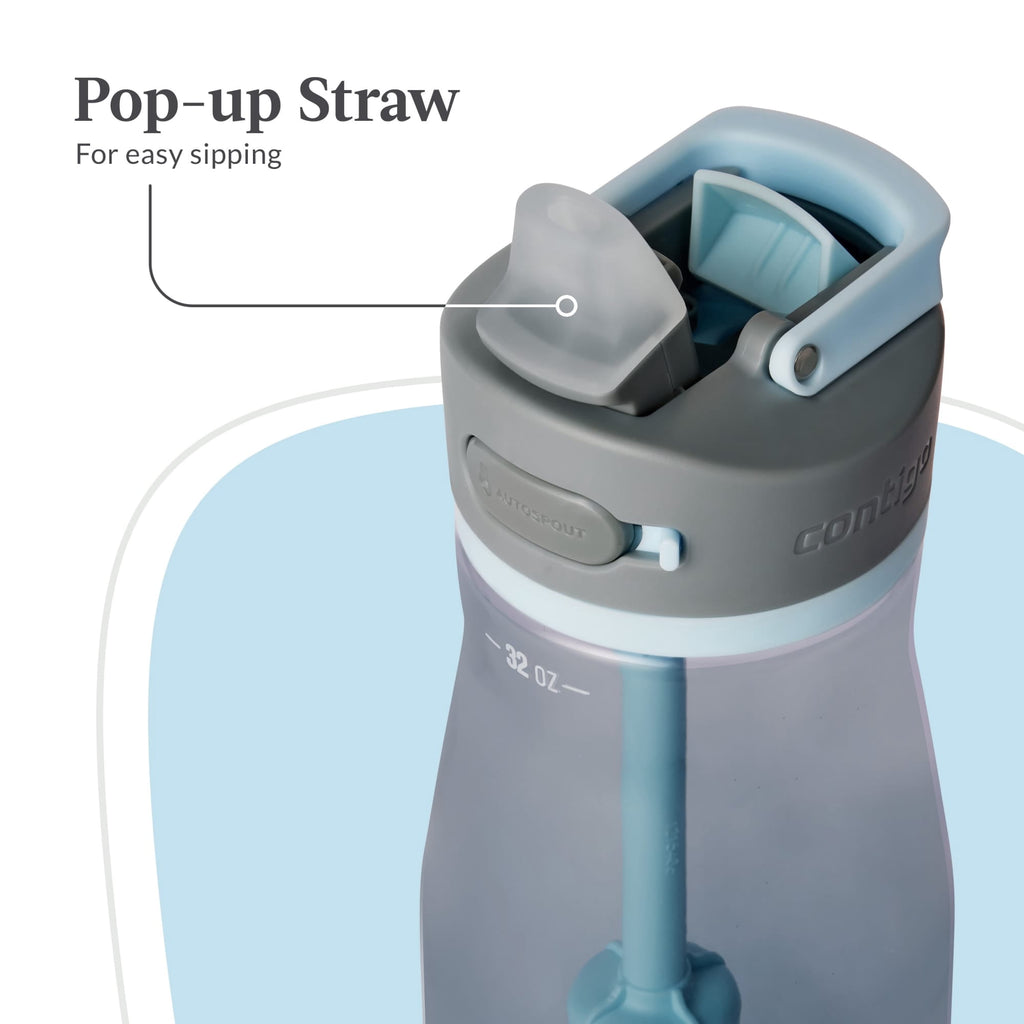 Contigo Wells Plastic Filter Water Bottle with AUTOSPOUT Straw Lid, 32 oz., Dark Ice Edition-ZP1S
