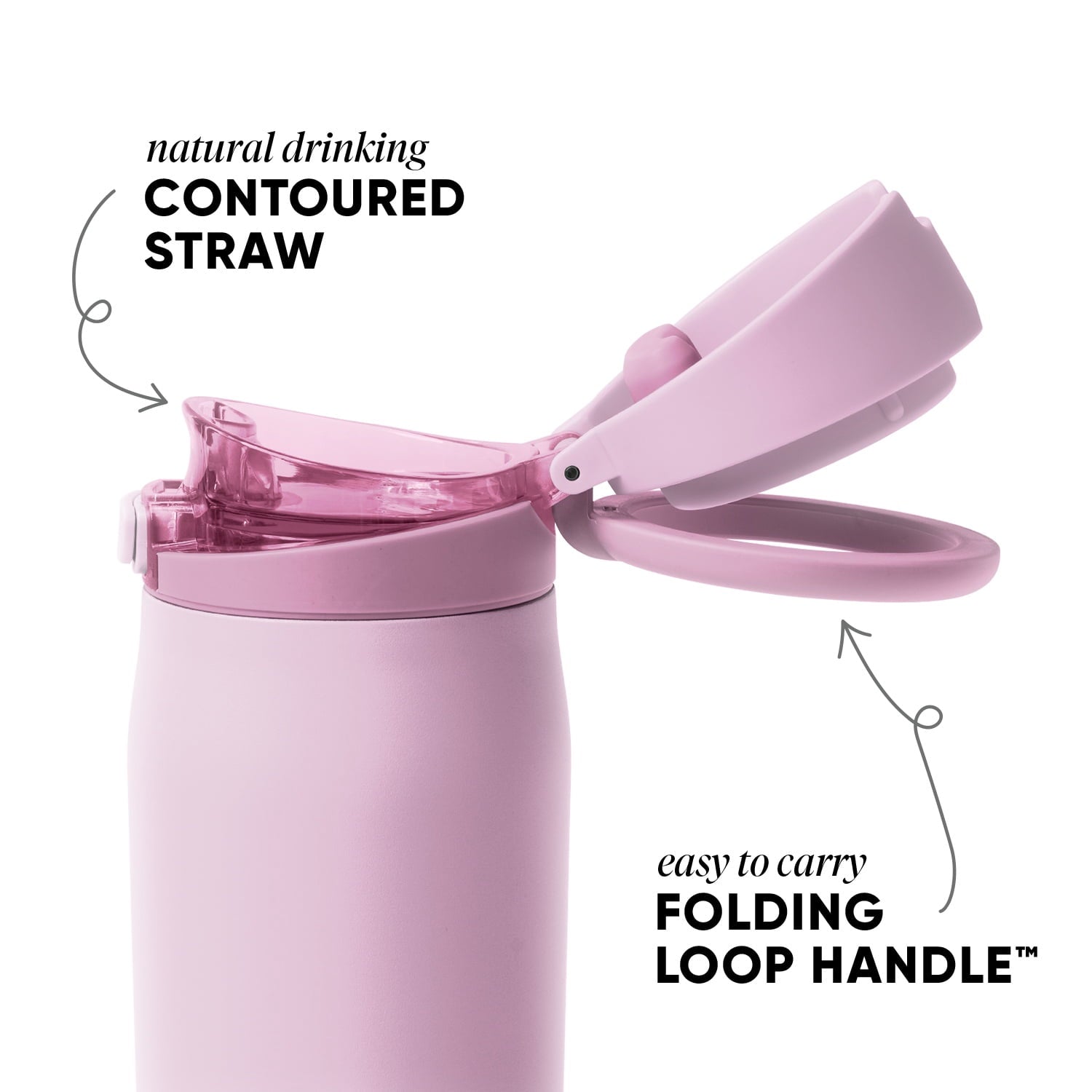 Simple Modern 24oz Mesa Loop Water Bottle with Covered Spout | Pink Champagne Edition-3YEE