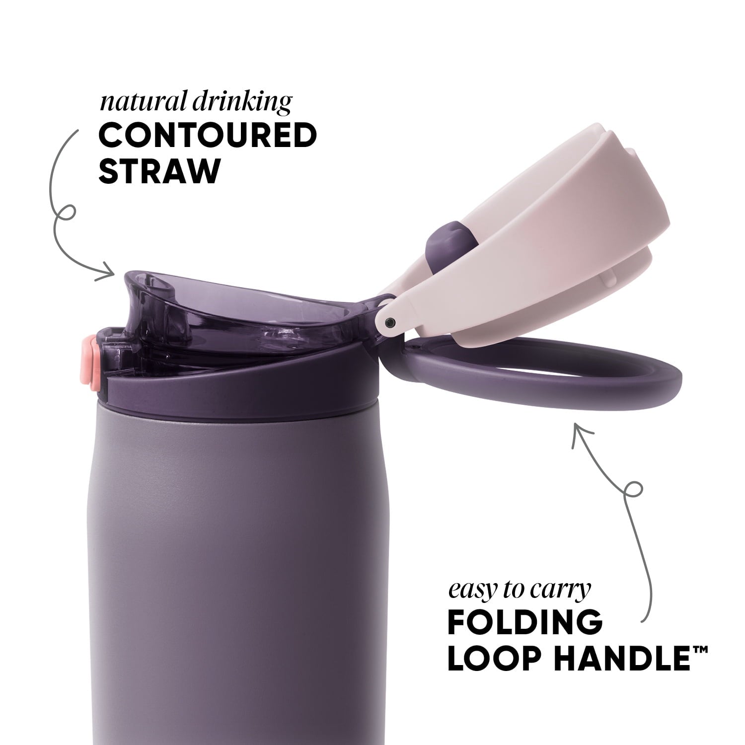 Simple Modern 24oz Mesa Loop Water Bottle with Covered Spout | Pink Champagne Edition-3YEE