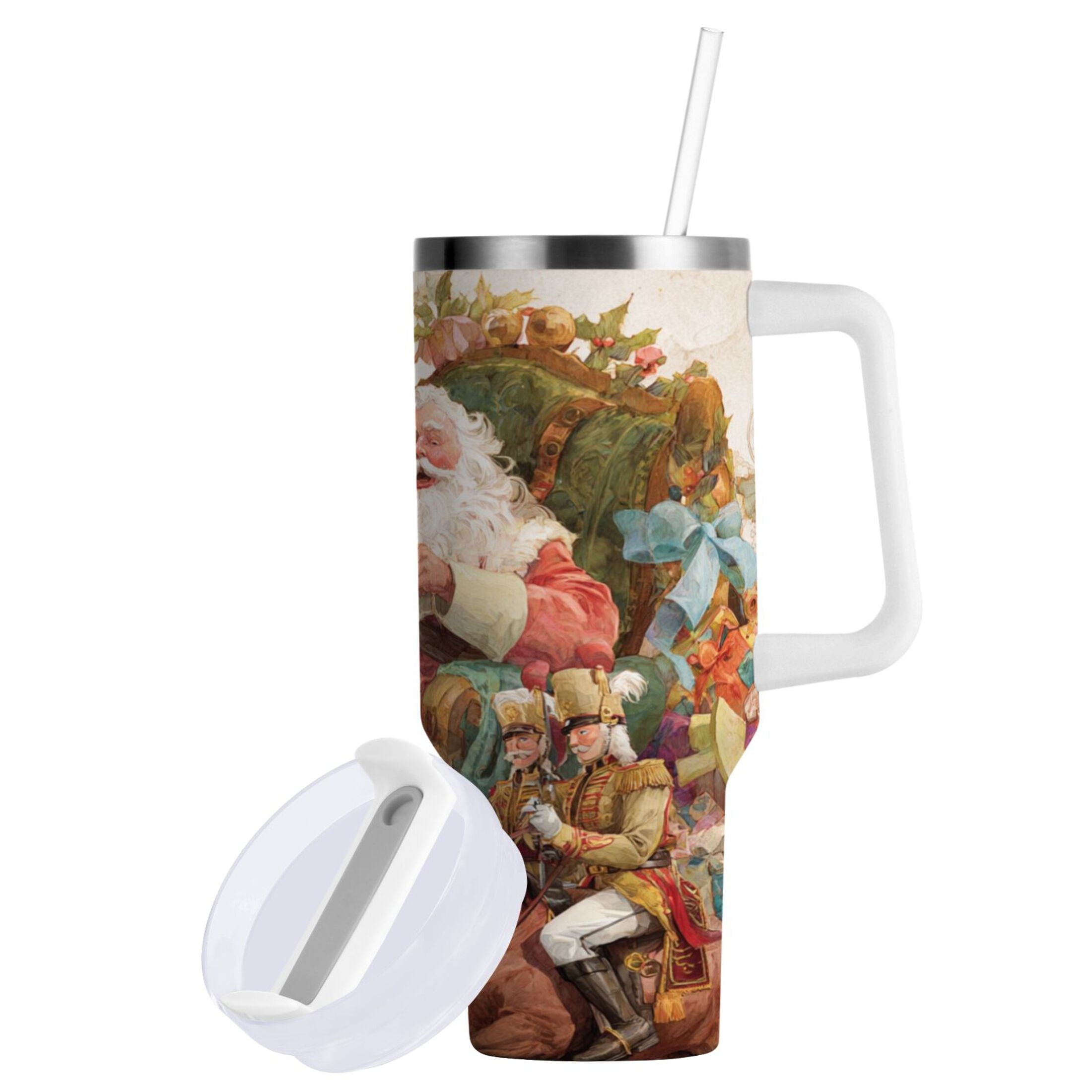 30 oz Insulated Stainless Steel Tumbler Double Wall Stainless Steel Tumbler with 2-Way Drinking Santa Claus Sitting in Chair Edition-ZN8H