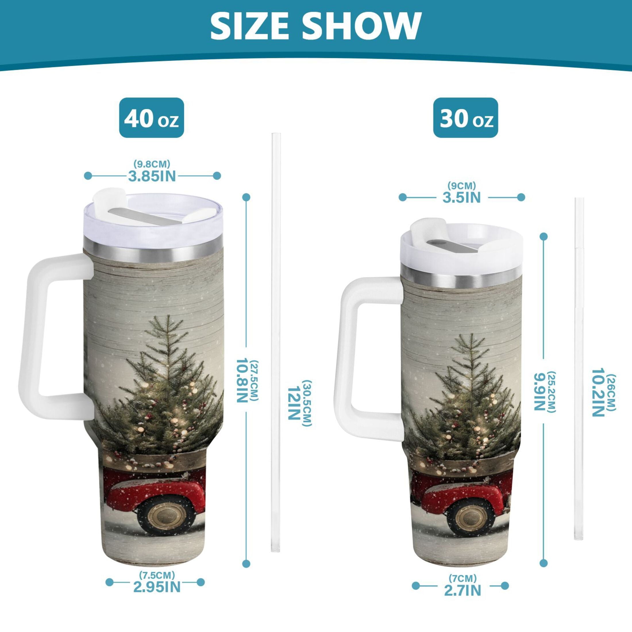 40 oz Insulated Stainless Steel Tumbler Double Wall Stainless Steel Tumbler with 2-Way Drinking Vintage Red Truck Edition-47NF