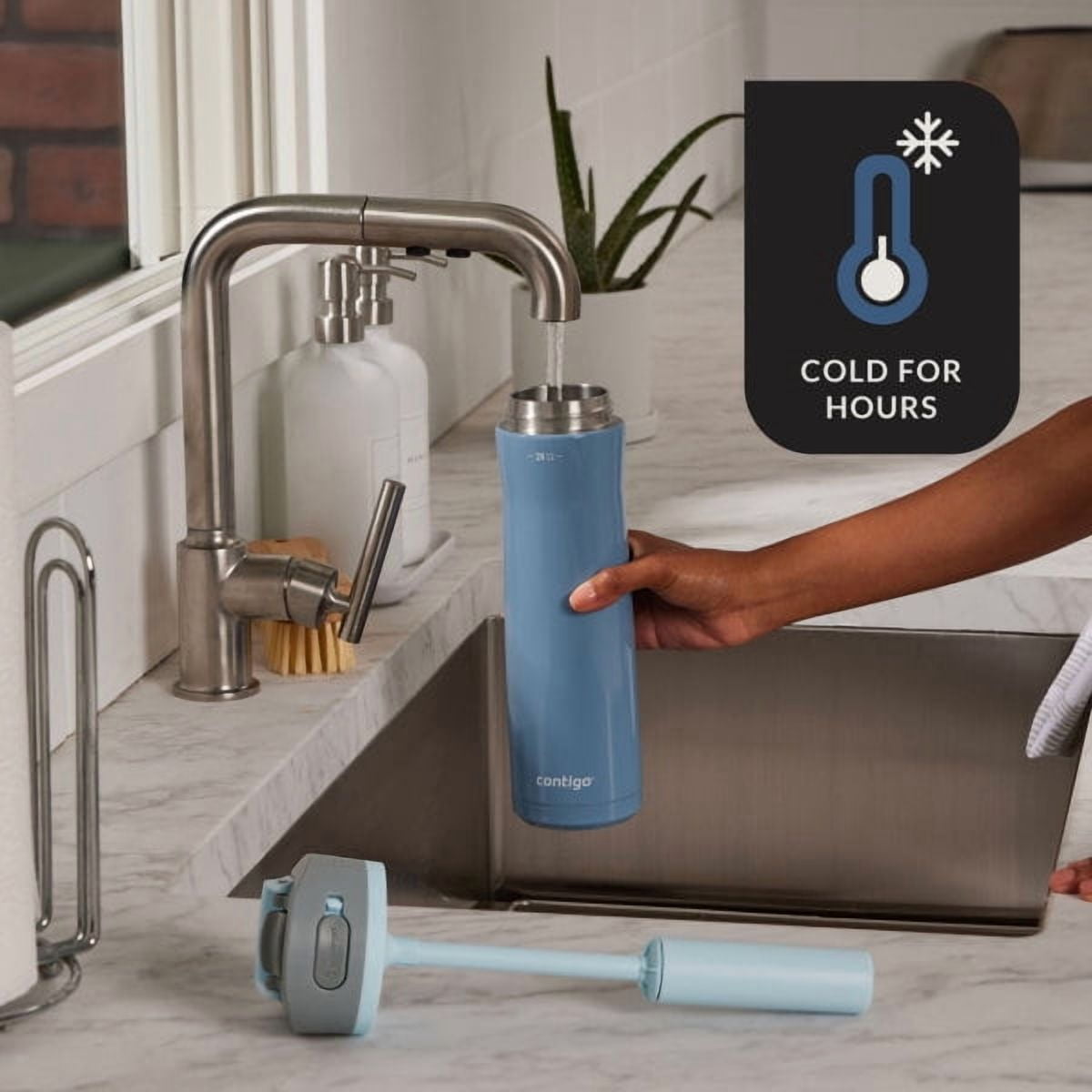 Contigo 24 oz. Wells Chill Stainless Steel Filter Bottle w/ Filters - Dark Ice Edition-NZRT