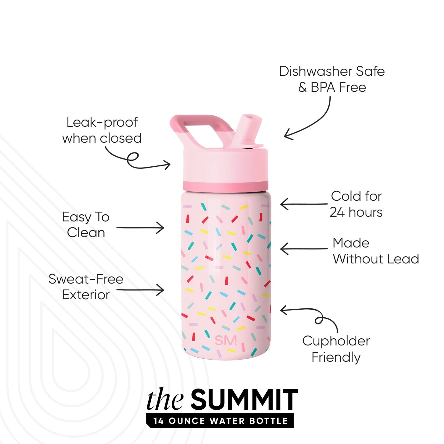 Simple Modern 14oz Summit Water Bottle with Straw Lid | Confetti Edition-DZ45