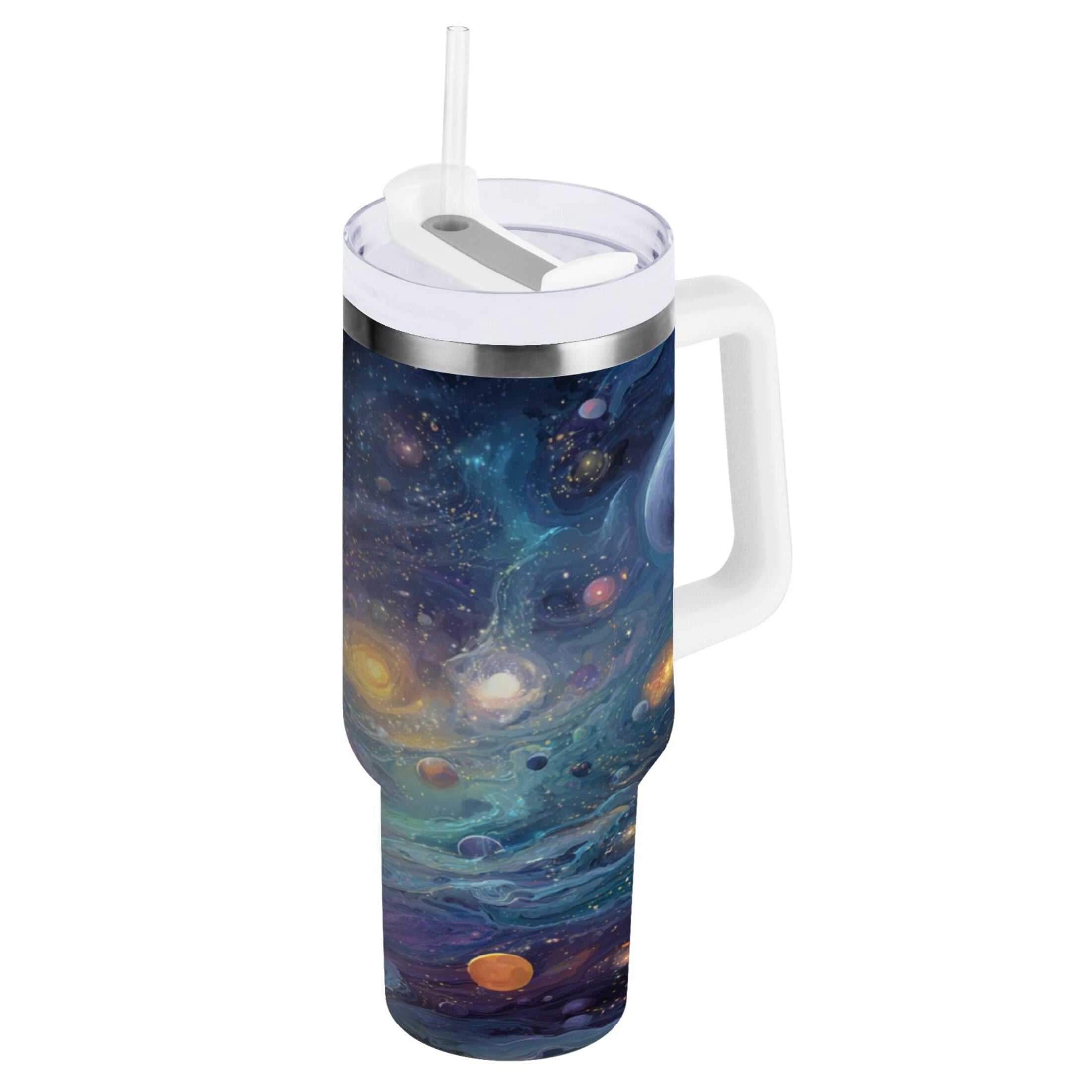 30 oz Insulated Stainless Steel Tumbler Double Wall Stainless Steel Tumbler with 2-Way Drinking Vibrant and Colorful Universe Edition-5XU7