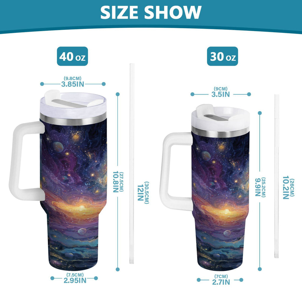 30 oz Insulated Stainless Steel Tumbler Double Wall Stainless Steel Tumbler with 2-Way Drinking Vibrant and Colorful Universe Edition-5XU7