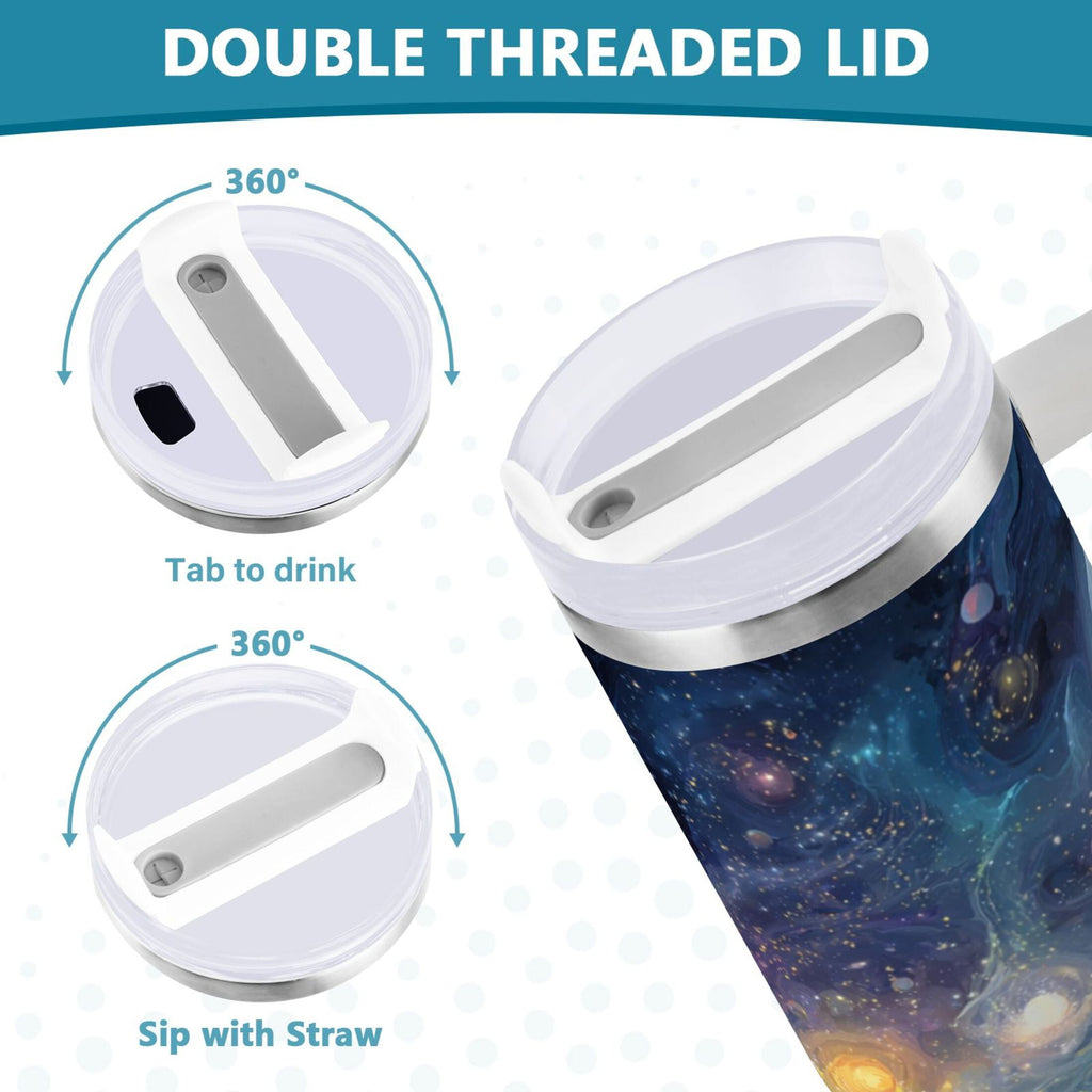30 oz Insulated Stainless Steel Tumbler Double Wall Stainless Steel Tumbler with 2-Way Drinking Vibrant and Colorful Universe Edition-5XU7