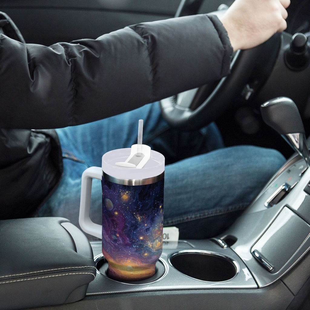 30 oz Insulated Stainless Steel Tumbler Double Wall Stainless Steel Tumbler with 2-Way Drinking Vibrant and Colorful Universe Edition-5XU7