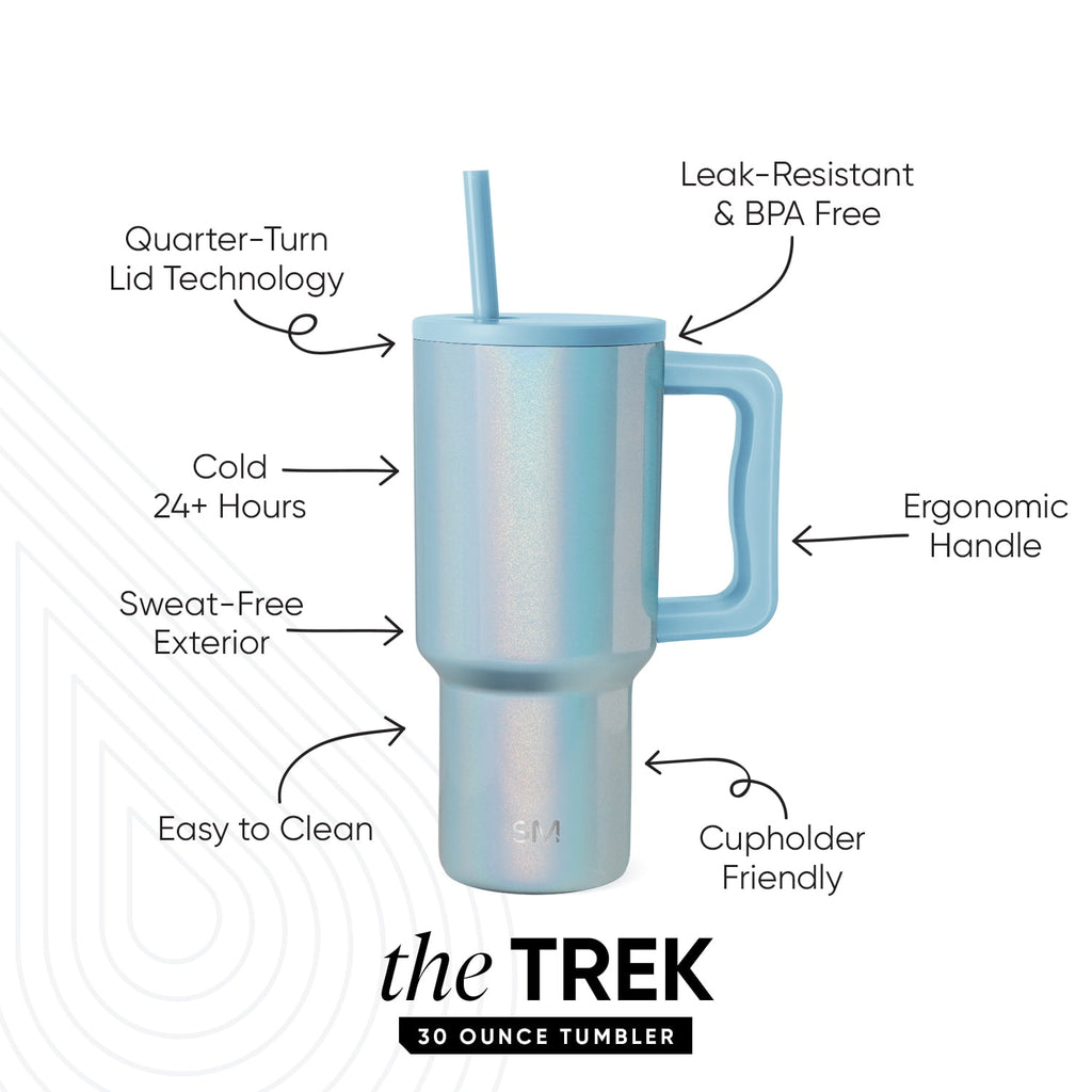 Simple Modern 30 fl oz Insulated Stainless Steel Trek Tumbler with Straw Lid | Seaglass Sage and Cream Checkmate Edition-16A6