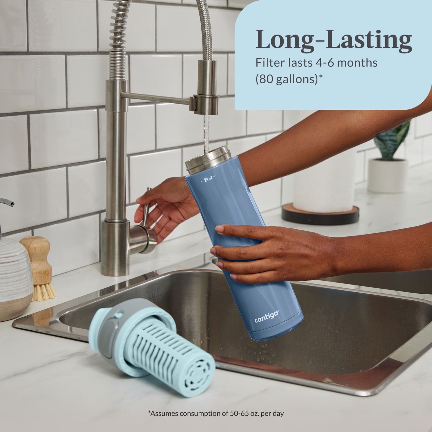 Contigo Clybourn FreeFlow Filter Water Bottle Replacement Filter, 1 Count Edition-M955