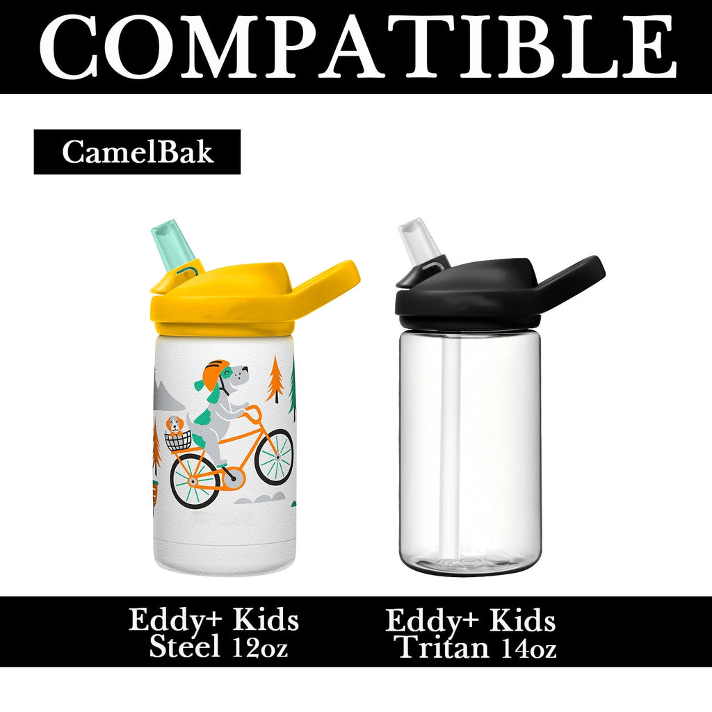 Linkidea Water Bottle Sleeve Compatible with CamelBak Eddy+ Tritan 14oz, Steel 12oz Kids Bottle, Waterbottle Holder Bag with Name Tag, Black Edition-OTL5