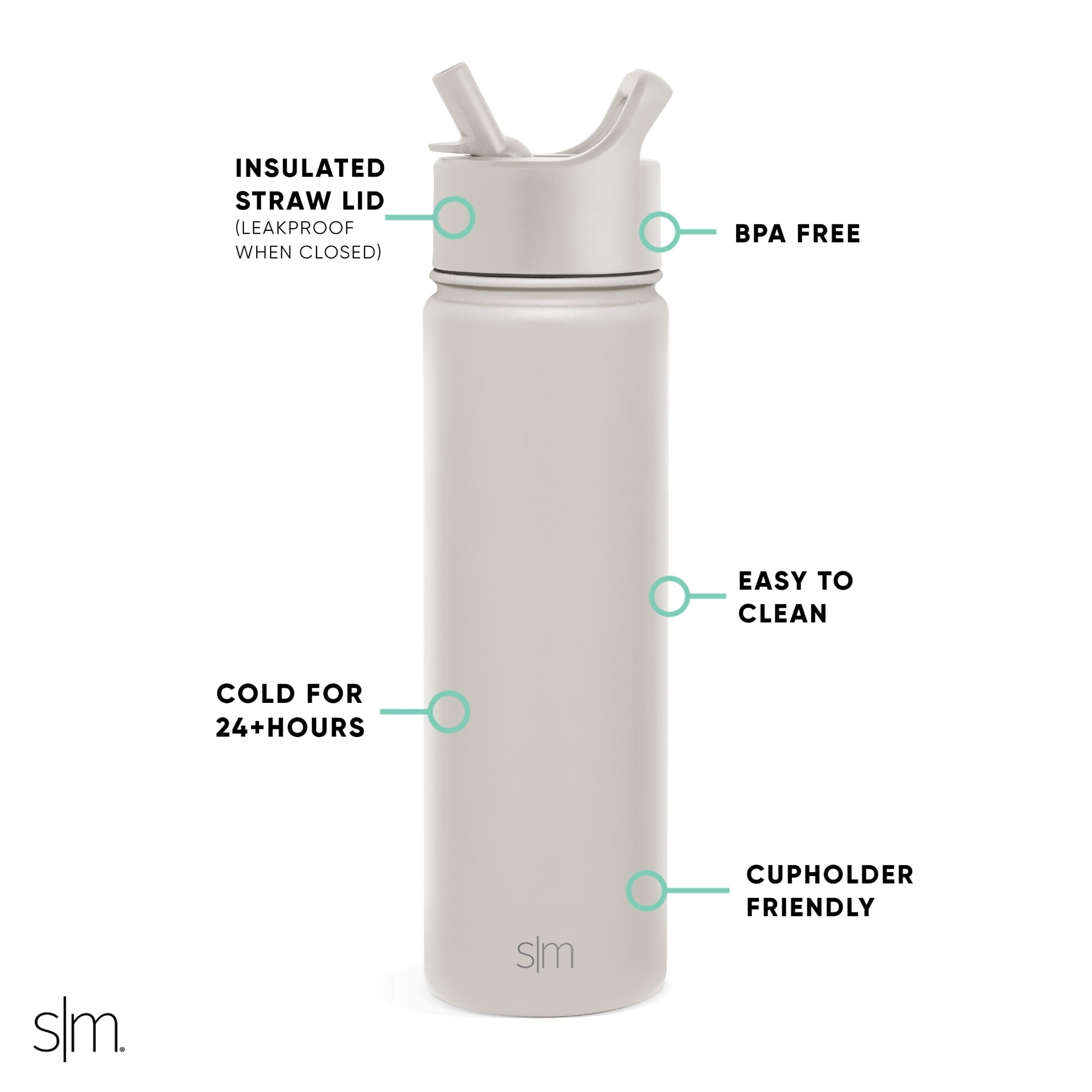 Simple Modern Summit Water Bottle Straw Lid Vacuum Insulated Stainless Steel Bottle | 22 fl oz Edition-VIUU