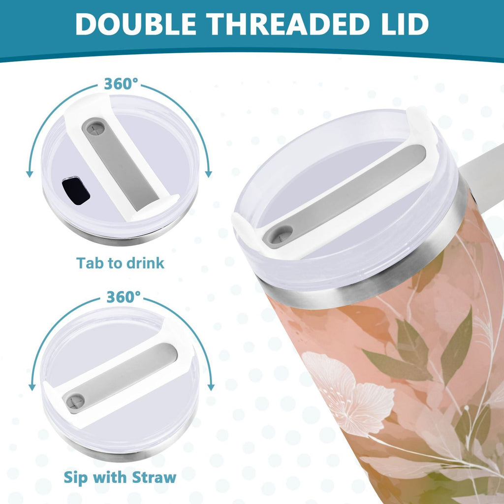 30 oz Insulated Stainless Steel Tumbler Double Wall Stainless Steel Tumbler with 2-Way Drinking Gradient Elegant Floral Edition-RWD9