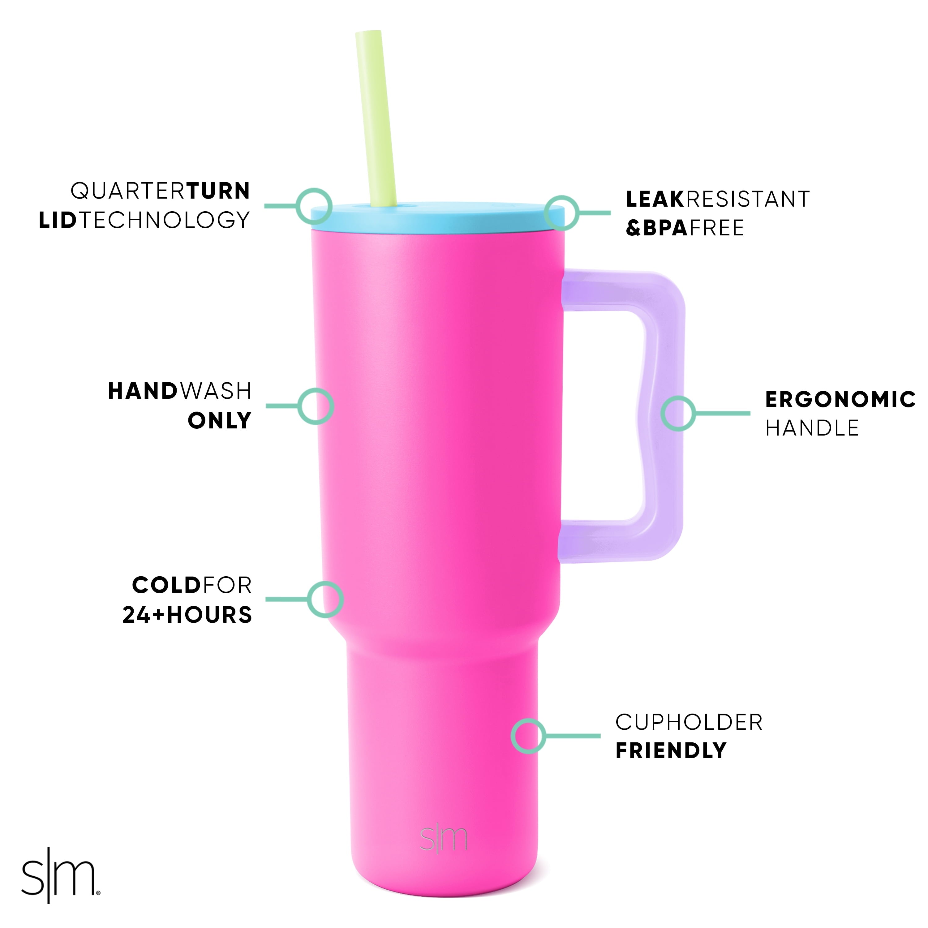 Simple Modern 40 fl oz Insulated Stainless Steel Trek Tumbler with Straw Lid | 80s Mix Edition-VJNG