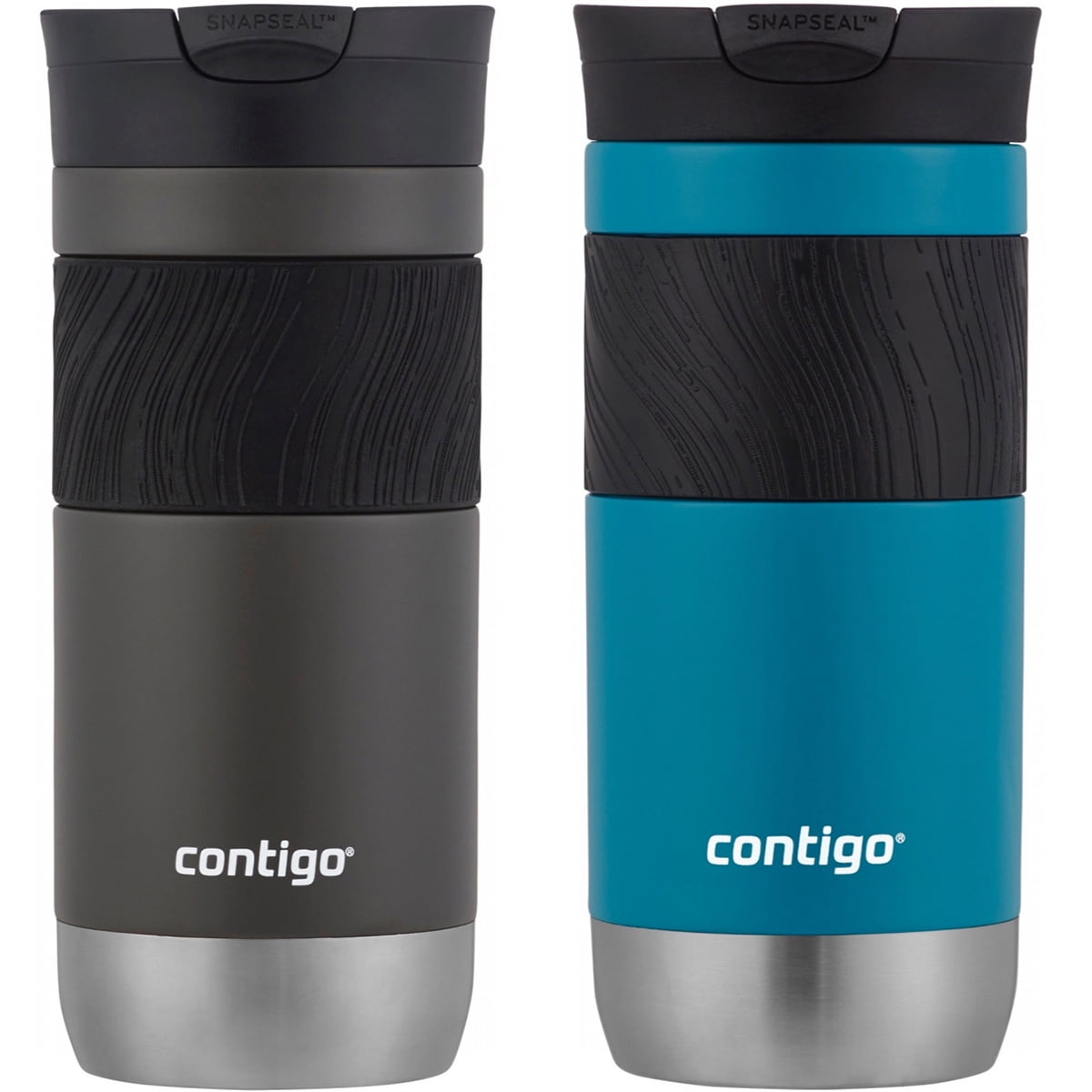 Contigo Byron 2.0 Stainless Steel Travel Mug with SNAPSEAL Lid and Grip, 20 oz, Sake &amp; Blue Corn, 2-Pack Edition-SYD3