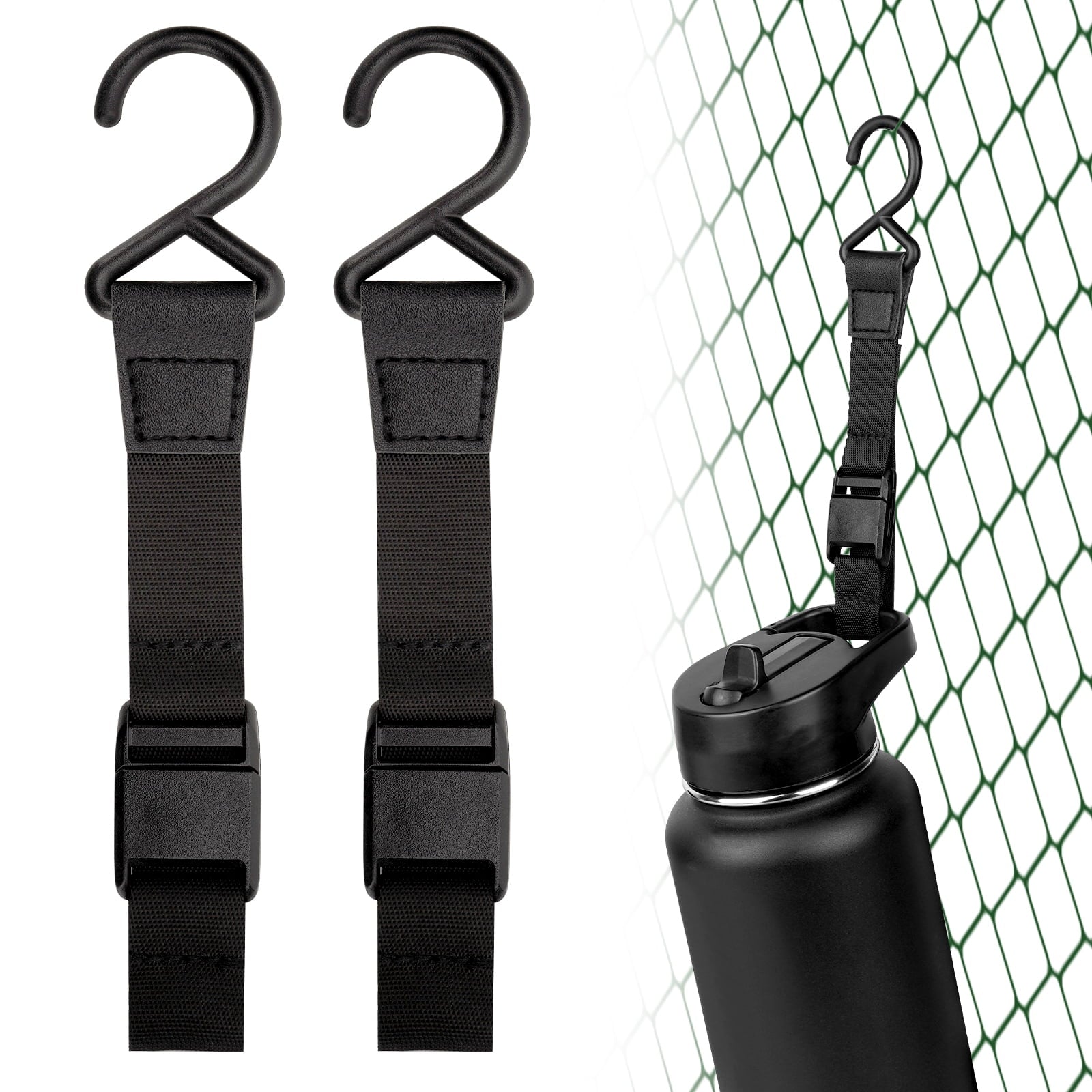 Linkidea 2 Pack Fence Hooks for Waterbottle, Compatible with Stanley, Nalgene, IRON FLASK with Handle Bottle &amp; Tumbler, S Shaped Hook Hanger Magnetic Buckle for Outdoor Sports Camping Edition-PPRW