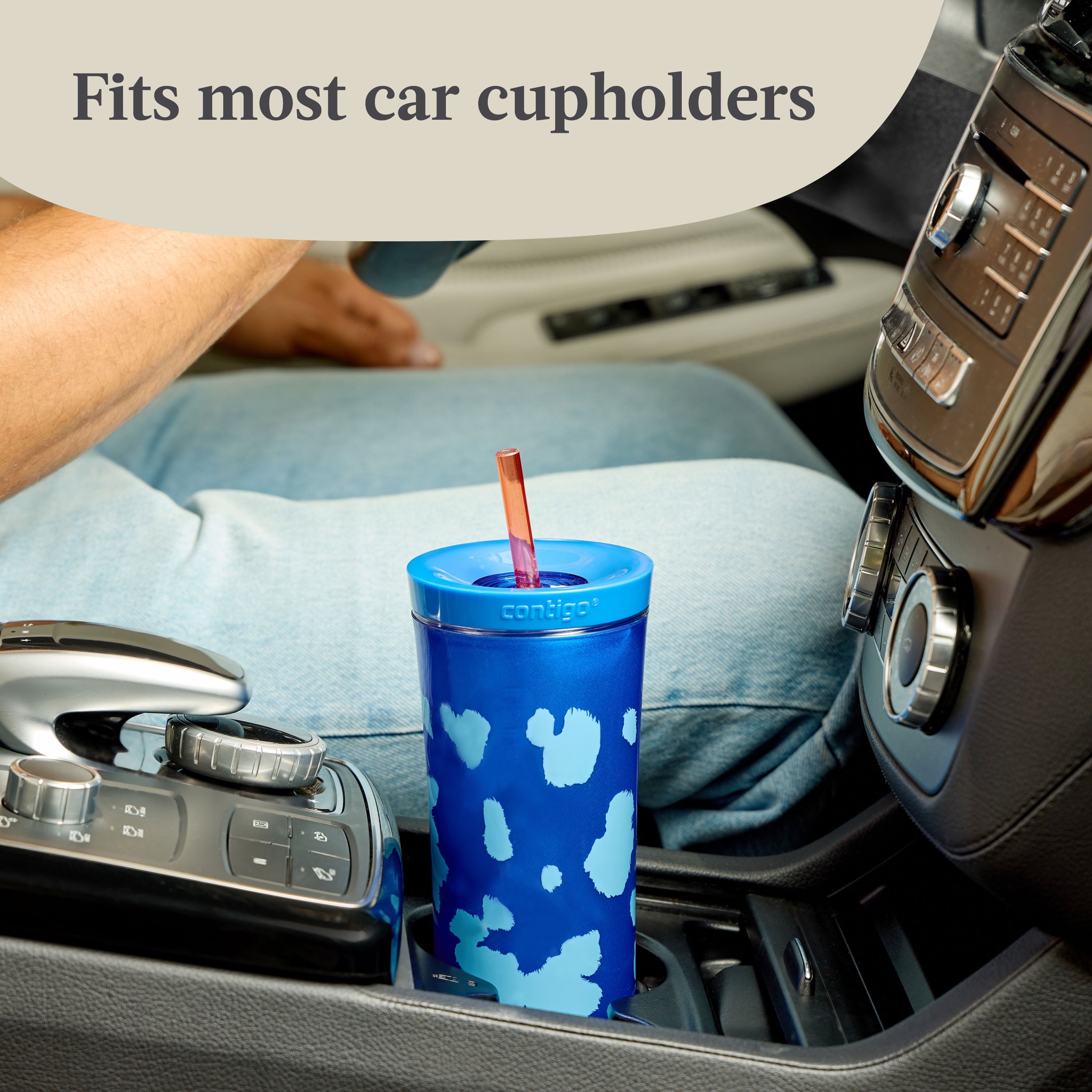 Contigo 20oz Shake &amp; Go Tumbler, Plastic with Straw, Stellar Jay Cowhide Couture Edition-504M