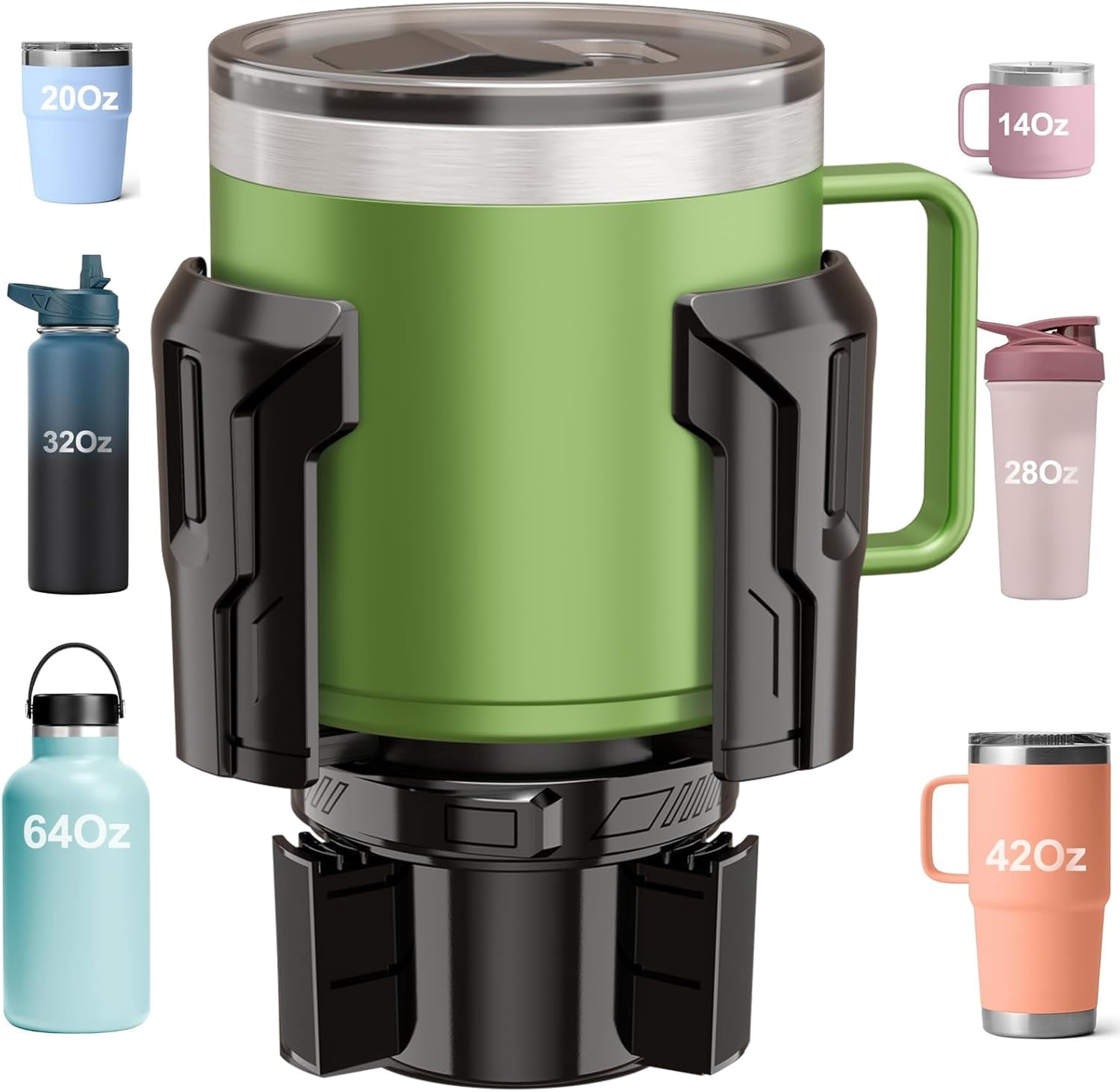 Cup Holder Expander: One-Button Open, Universal, Adjustable Holder(Diameter 2.6"- 4.8"), Cup Holder Expander for , , Nalgene, Takeya, Camelbak, Ramblers, , Tumblers, Mugs Edition-9E9K