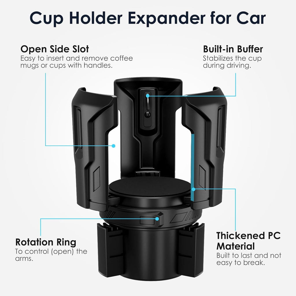 Cup Holder Expander: One-Button Open, Universal, Adjustable Holder(Diameter 2.6"- 4.8"), Cup Holder Expander for , , Nalgene, Takeya, Camelbak, Ramblers, , Tumblers, Mugs Edition-9E9K