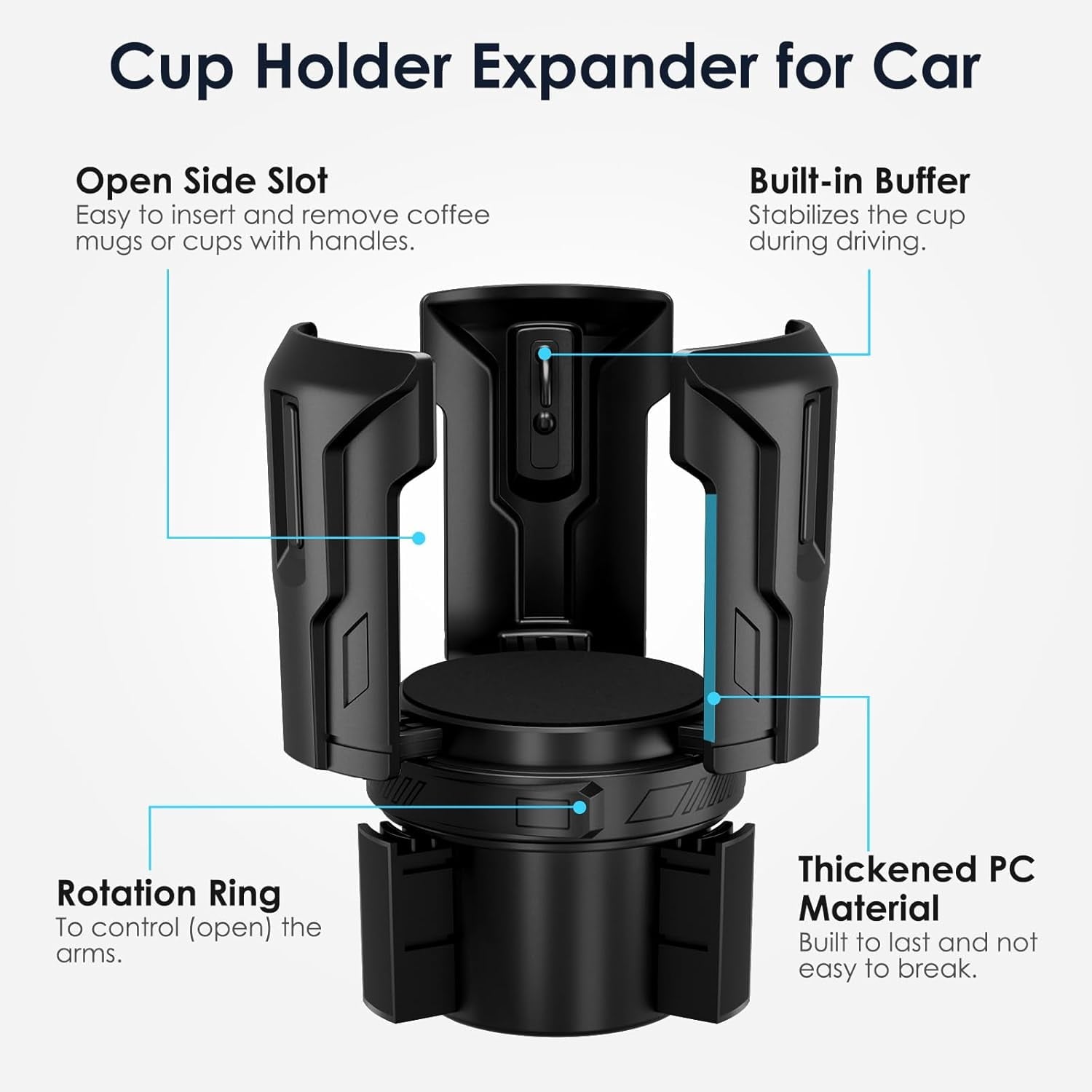 Cup Holder Expander: One-Button Open, Universal, Adjustable Holder(Diameter 2.6"- 4.8"), Cup Holder Expander for , , Nalgene, Takeya, Camelbak, Ramblers, , Tumblers, Mugs Edition-9E9K