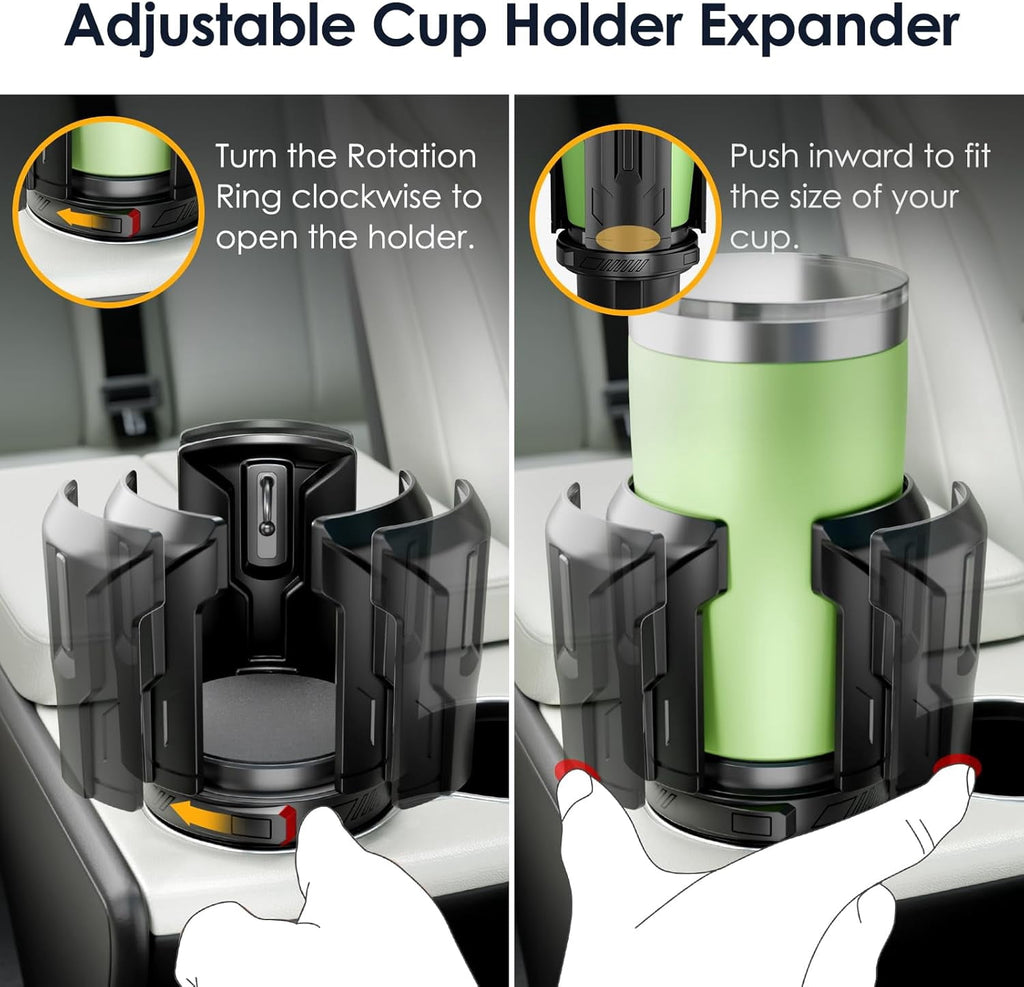 Cup Holder Expander: One-Button Open, Universal, Adjustable Holder(Diameter 2.6"- 4.8"), Cup Holder Expander for , , Nalgene, Takeya, Camelbak, Ramblers, , Tumblers, Mugs Edition-9E9K