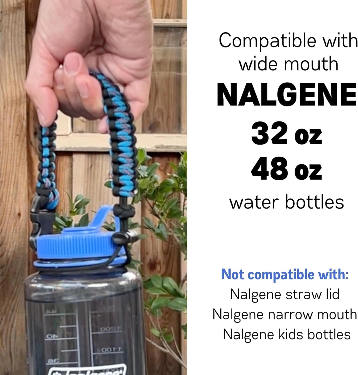 Hydrocord Handle for Nalgene Water Bottles, Fits Wide Mouth Water Bottles, Durable Carrier, Secure Accessories, Compatible with 32oz, 36oz, 48oz Water Bottle (Black) Edition-SL4F