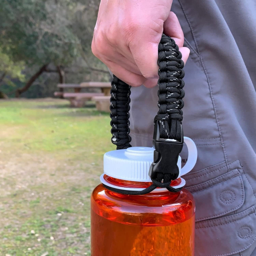 Hydrocord Handle for Nalgene Water Bottles, Fits Wide Mouth Water Bottles, Durable Carrier, Secure Accessories, Compatible with 32oz, 36oz, 48oz Water Bottle (Black) Edition-SL4F