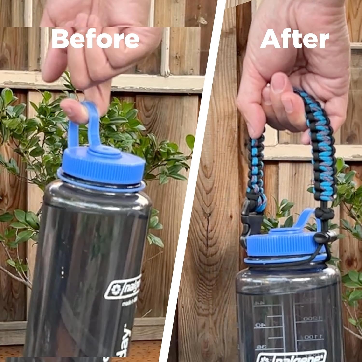 Hydrocord Handle for Nalgene Water Bottles, Fits Wide Mouth Water Bottles, Durable Carrier, Secure Accessories, Compatible with 32oz, 36oz, 48oz Water Bottle (Black) Edition-SL4F