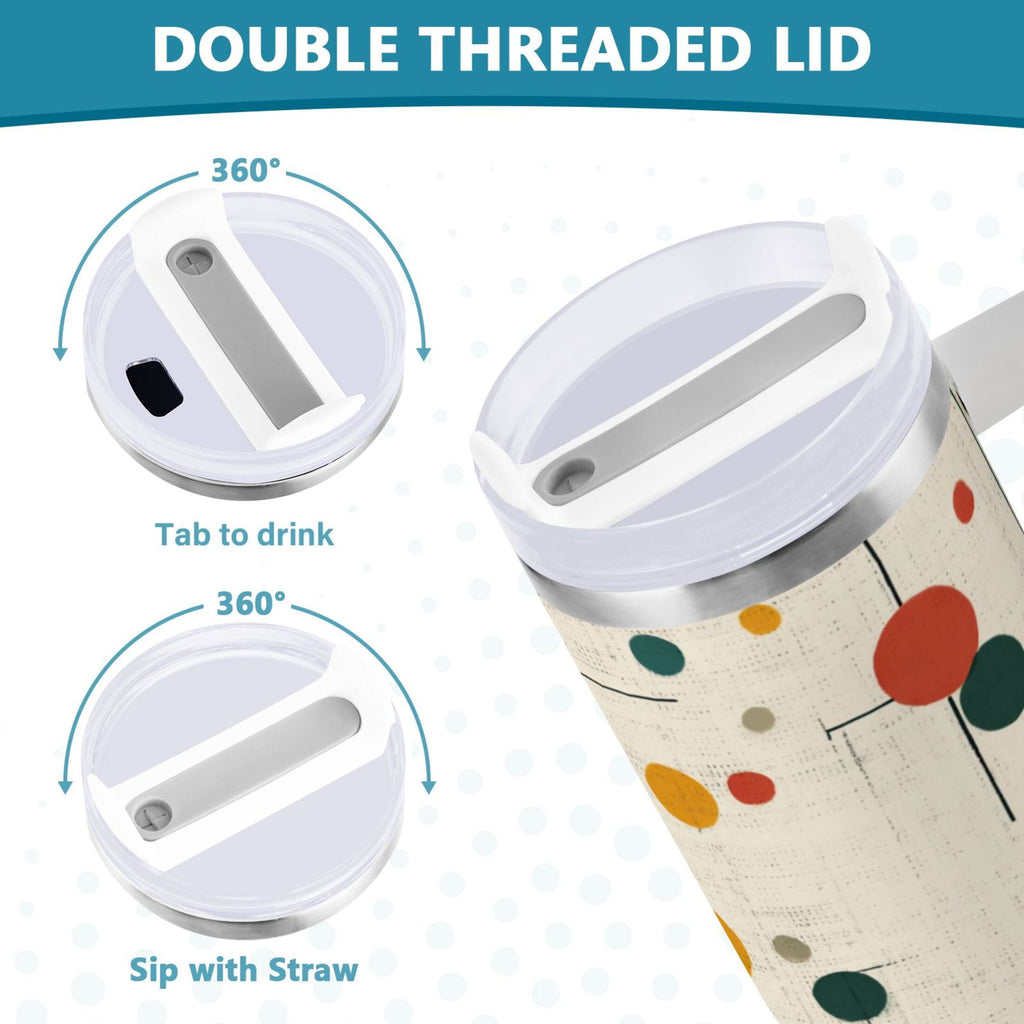 30 oz Insulated Stainless Steel Tumbler Double Wall Stainless Steel Tumbler with 2-Way Drinking Colorful Dots and Lines Edition-BHTQ