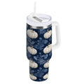 30 oz Insulated Stainless Steel Tumbler Double Wall Stainless Steel Tumbler with 2-Way Drinking Watercolor White Pumpkins Edition-SK1F