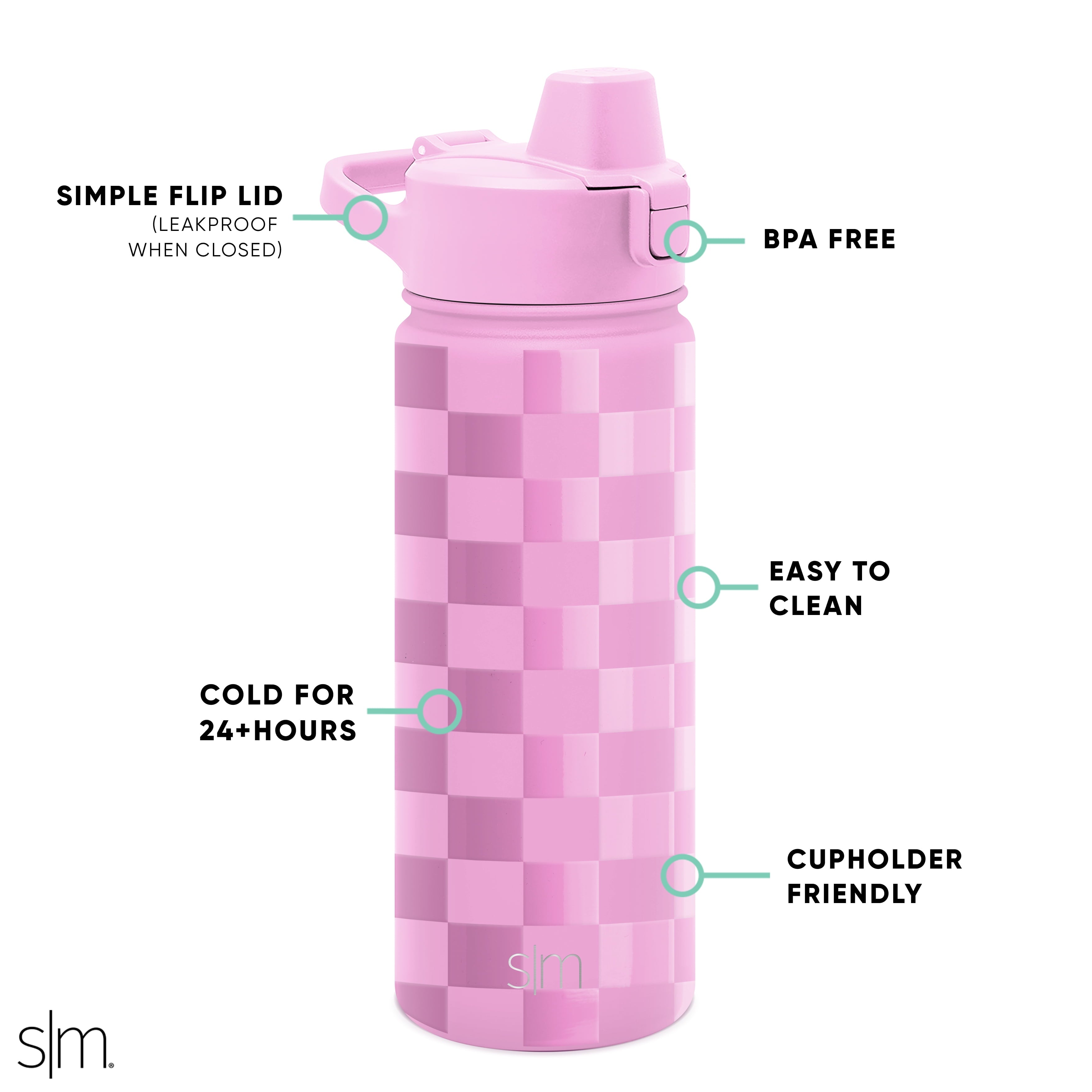 Simple Modern 18 fl oz Insulated Stainless Steel Summit Water Bottle with Covered Silicone Straw Lid | Sweet Taffy Edition-R0X0