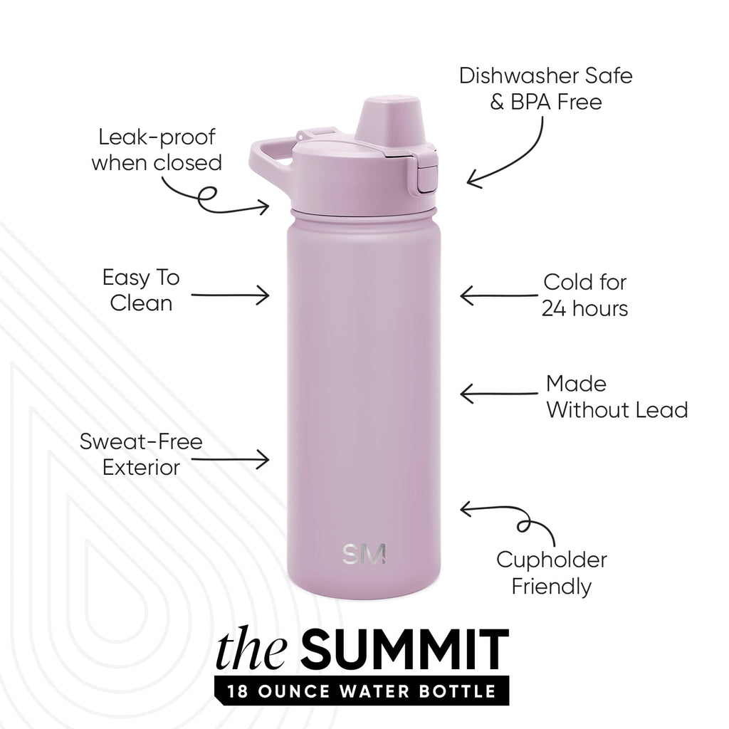 Simple Modern 18 fl oz Insulated Stainless Steel Summit Water Bottle with Covered Silicone Straw Lid | Sweet Taffy Edition-R0X0