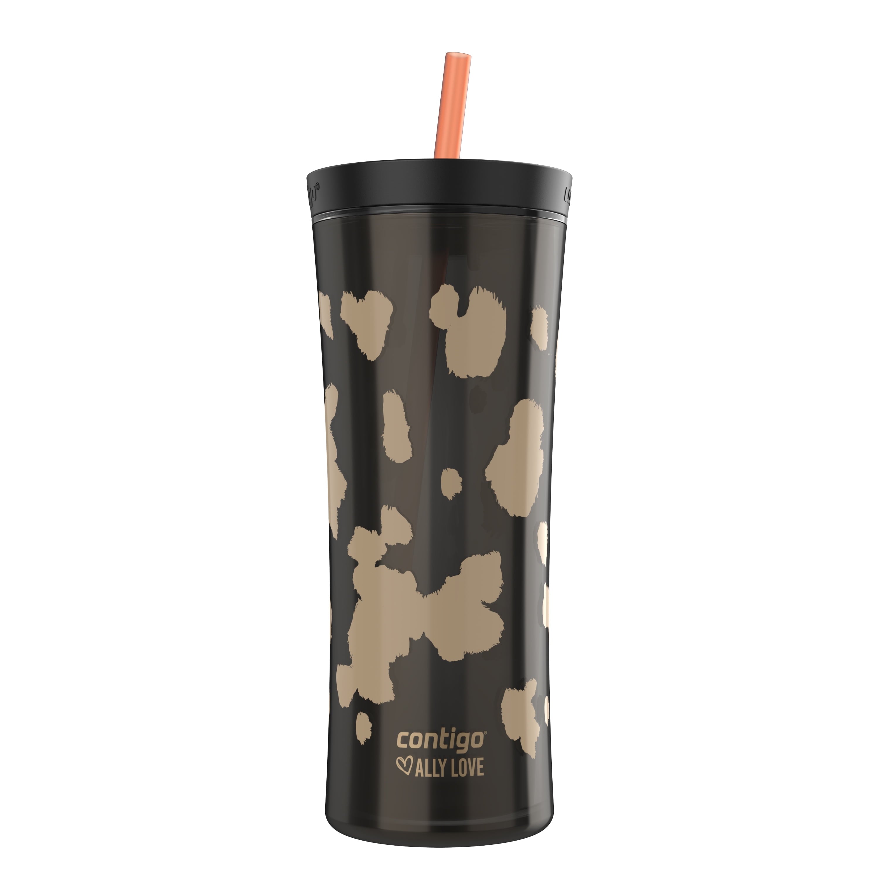 Contigo 20oz Shake &amp; Go Tumbler, Plastic with Straw, Licorice Cowhide Couture Edition-8JSE