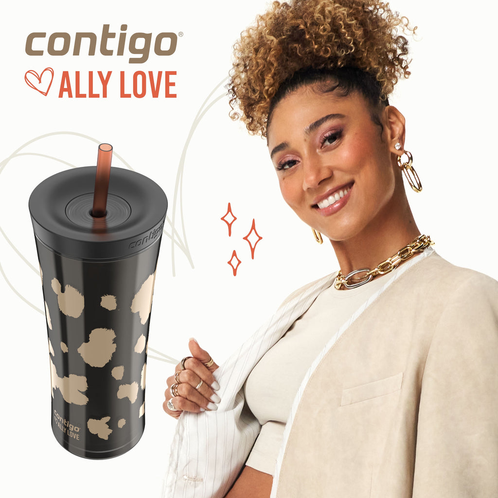 Contigo 20oz Shake &amp; Go Tumbler, Plastic with Straw, Licorice Cowhide Couture Edition-8JSE