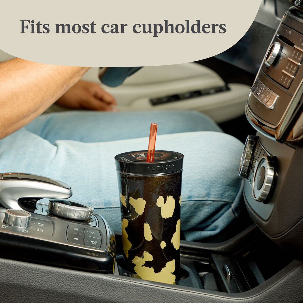 Contigo 20oz Shake &amp; Go Tumbler, Plastic with Straw, Licorice Cowhide Couture Edition-8JSE
