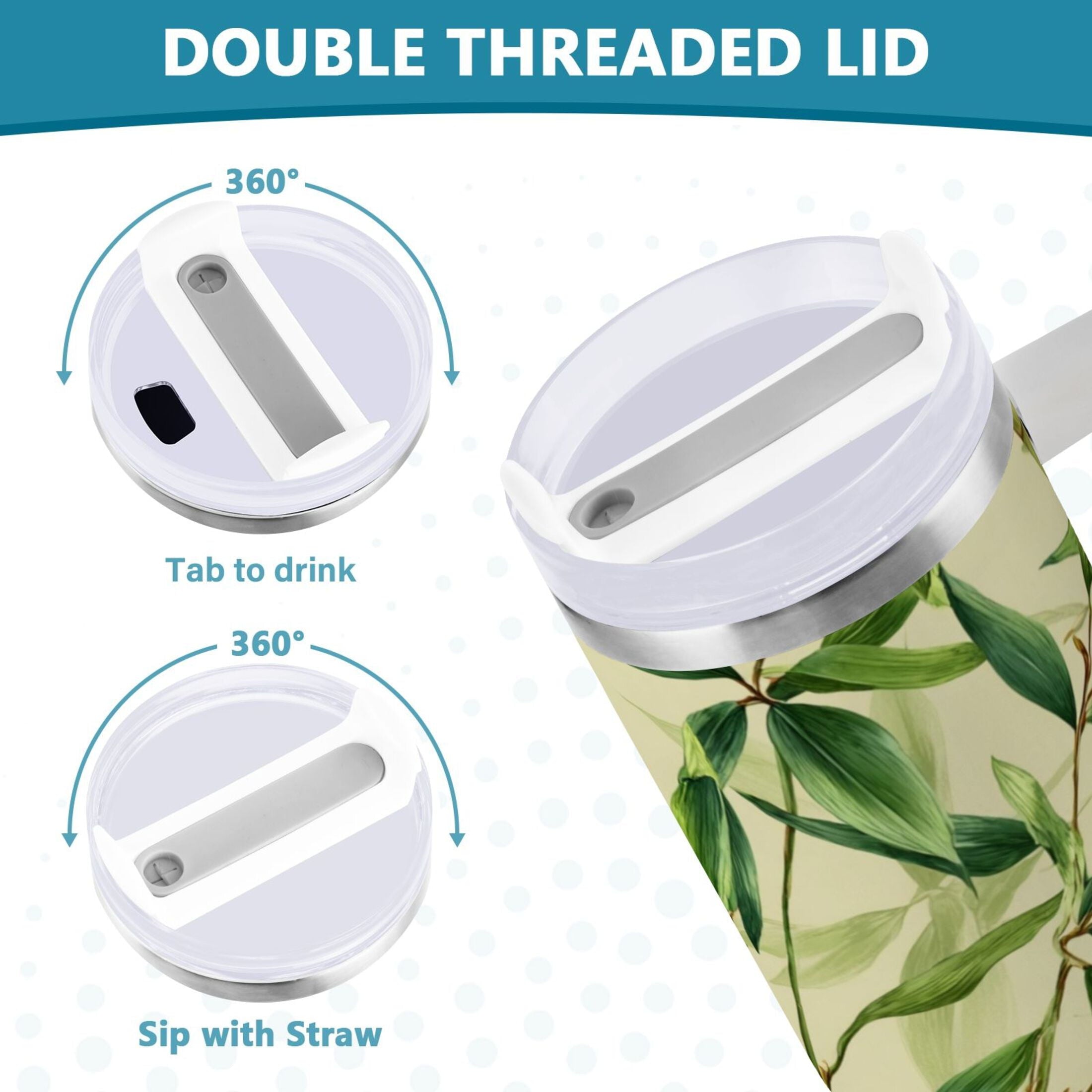 30 oz Insulated Stainless Steel Tumbler Double Wall Stainless Steel Tumbler with 2-Way Drinking Bamboo Pattern Edition-VTYX