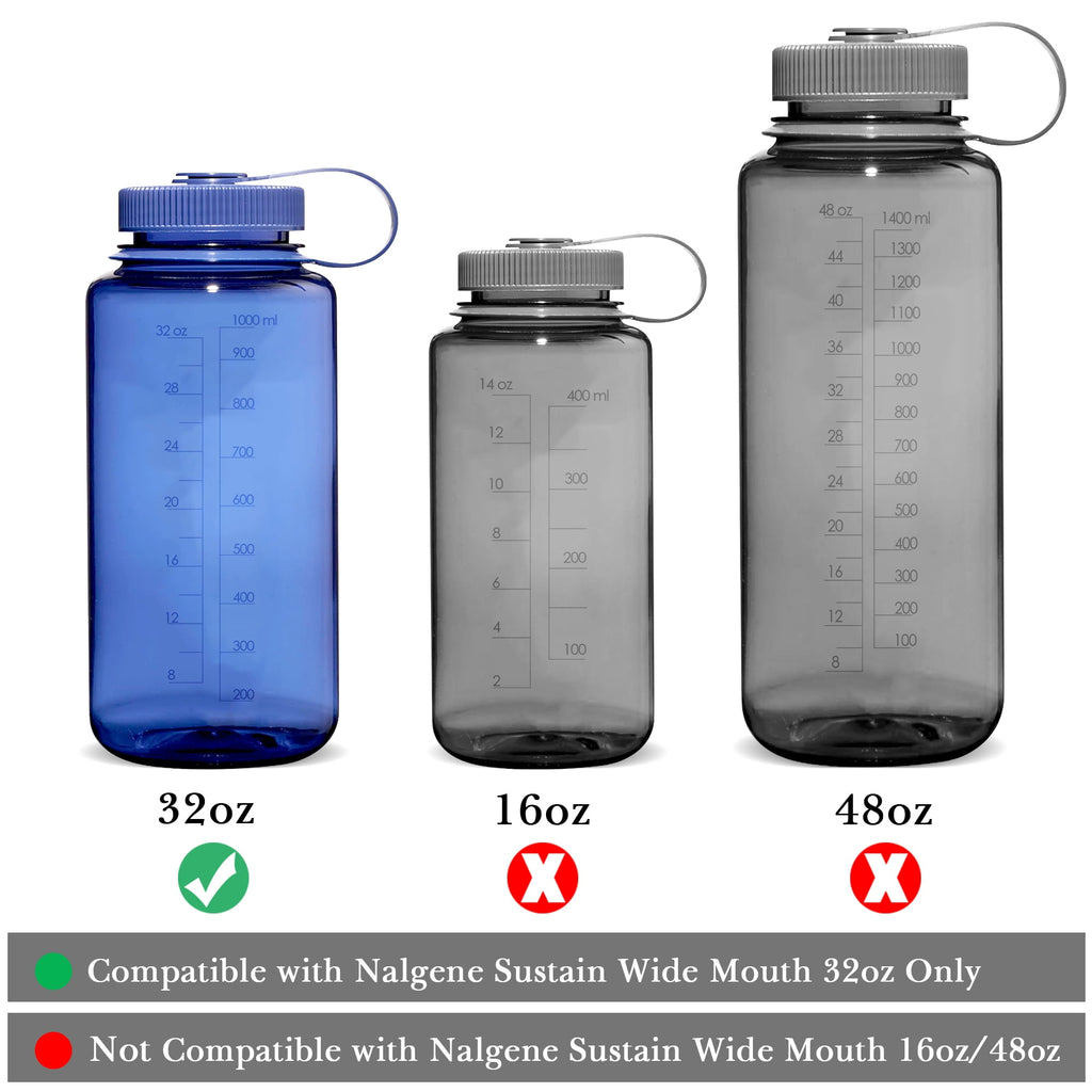 Linkidea 4 Pack Water Bottle Silicone Splashguard Compatible with Nalgene Sustain Wide Mouth 32oz, Anti-Spill Splash Guard for Wide-Necked Bottles with 53mm Opening, Waterbottle Easy Sipper Edition-GXQC