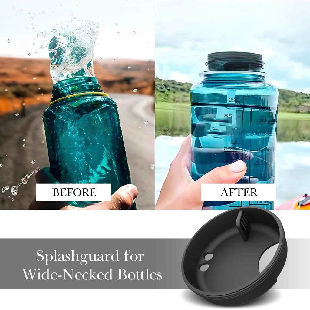 Linkidea 4 Pack Water Bottle Silicone Splashguard Compatible with Nalgene Sustain Wide Mouth 32oz, Anti-Spill Splash Guard for Wide-Necked Bottles with 53mm Opening, Waterbottle Easy Sipper Edition-GXQC