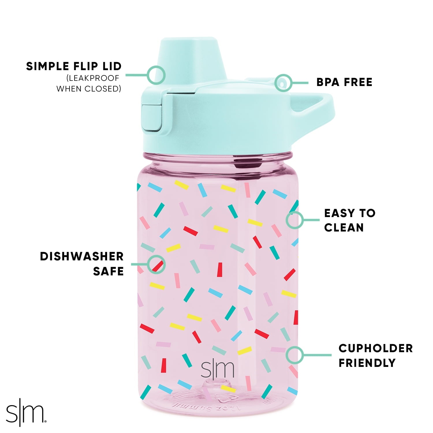 Simple Modern 12 fl oz Reusable Tritan Summit Water Bottle with Silicone Straw Lid | Birthday Cake Edition-VQES