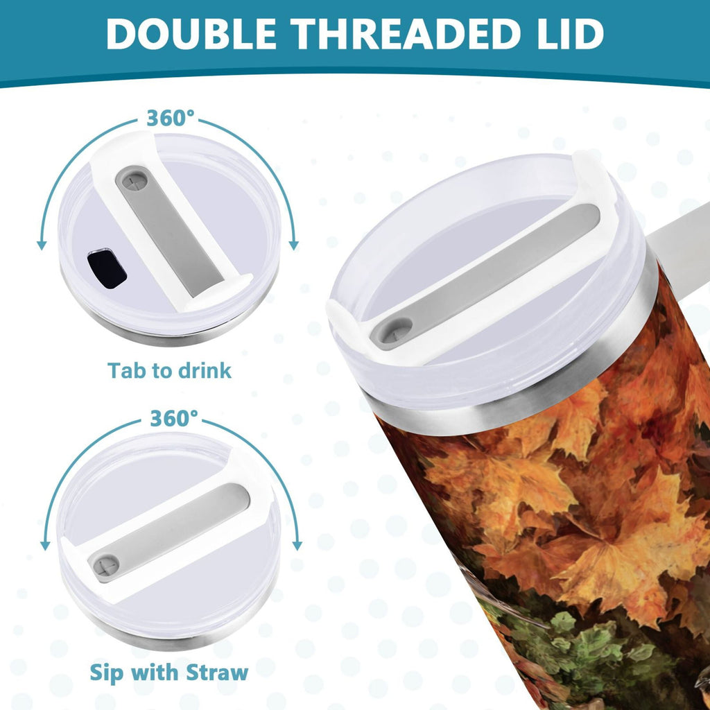 30 oz Insulated Stainless Steel Tumbler Double Wall Stainless Steel Tumbler with 2-Way Drinking Beautiful Fall Scene Edition-S7U1