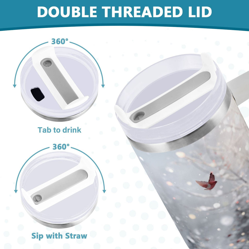 30 oz Insulated Stainless Steel Tumbler Double Wall Stainless Steel Tumbler with 2-Way Drinking Snowy Winter Landscape Edition-2UTZ