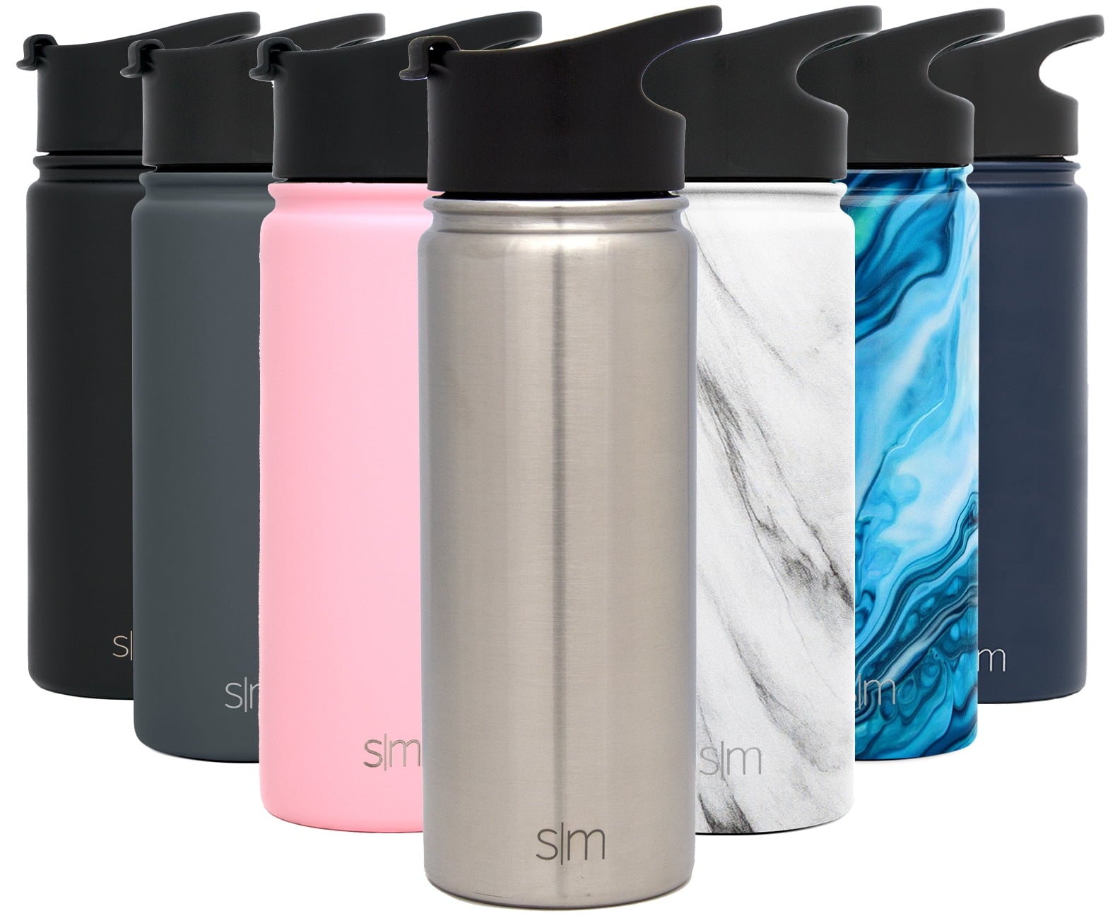 Simple Modern Summit 18 oz Silver and Black Double Wall Vacuum Insulated Stainless Steel Water Bottle with Wide Mouth and Flip-Top Lid Edition-2VVX