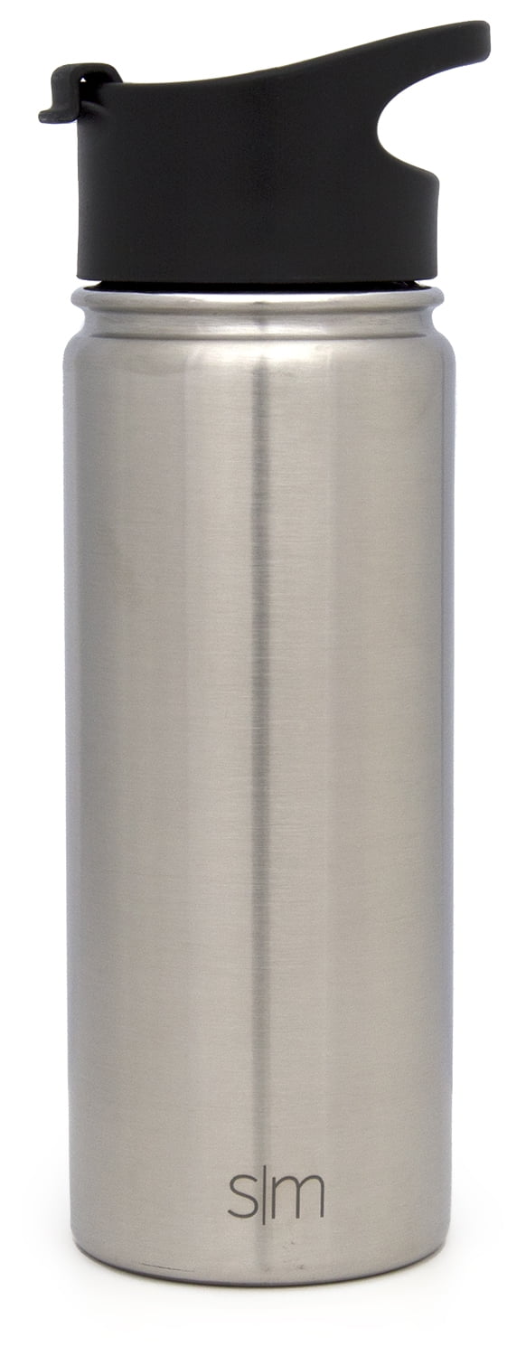 Simple Modern Summit 18 oz Silver and Black Double Wall Vacuum Insulated Stainless Steel Water Bottle with Wide Mouth and Flip-Top Lid Edition-2VVX