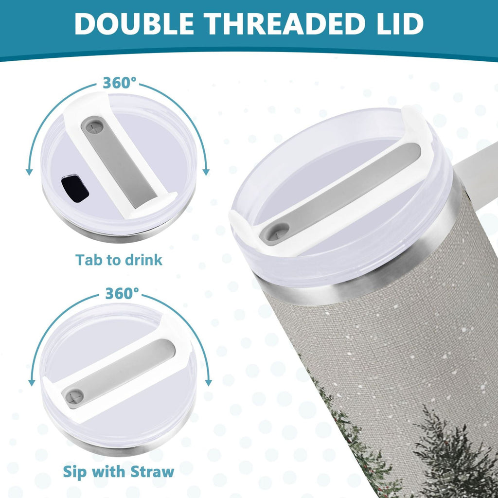 30 oz Insulated Stainless Steel Tumbler Double Wall Stainless Steel Tumbler with 2-Way Drinking Christmas Deer and Snowmen Edition-AZCK