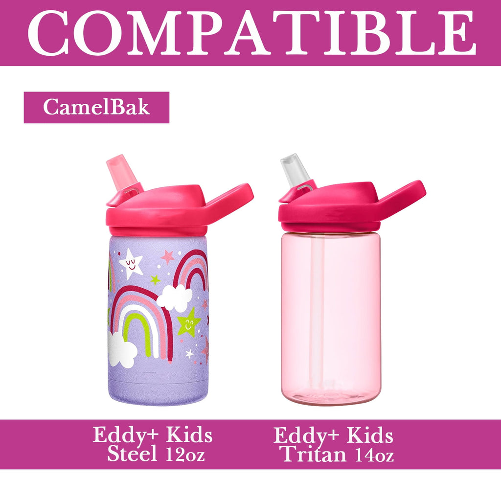 Linkidea Water Bottle Sleeve Compatible with CamelBak Eddy+ Tritan 14oz, Steel 12oz Kids Bottle, Waterbottle Holder Bag with Name Tag, Rose Red Edition-EDP1