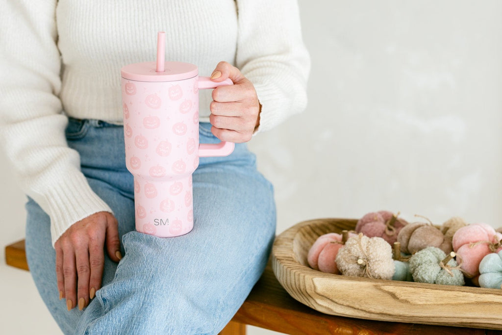 Simple Modern 30 fl oz Insulated Stainless Steel Trek Tumbler with Straw Lid | Seaglass Sage and Cream Checkmate Edition-16A6