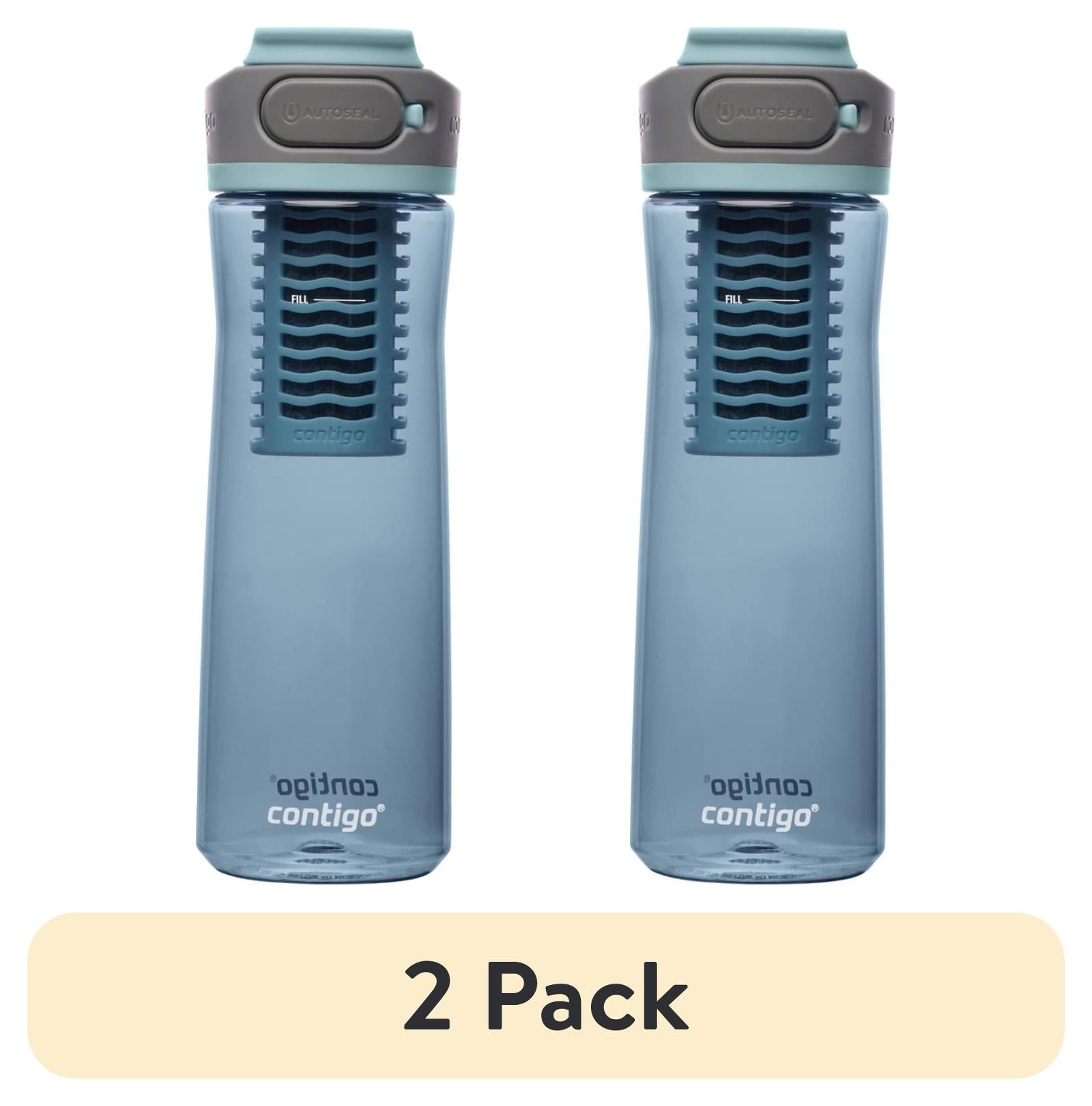 (2 pack) Contigo Clybourn Plastic FreeFlow Filter Water Bottle with AUTOSEAL Lid 24 oz., Dark Ice, with Replacable Filter Edition-2WYF