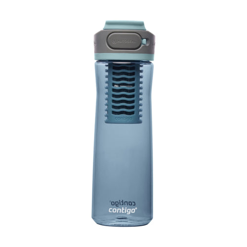 (2 pack) Contigo Clybourn Plastic FreeFlow Filter Water Bottle with AUTOSEAL Lid 24 oz., Dark Ice, with Replacable Filter Edition-2WYF